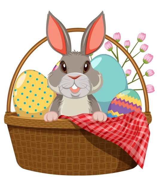 Happy Easter Ontwerp Met Konijn Mand Illustratie — Stockvector