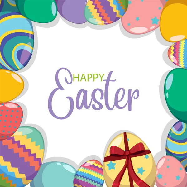 Happy Easter Ontwerp Met Versierde Eieren Illustratie — Stockvector