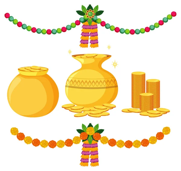 Hindoe Shubh Dhanteras Dag Pictogram Illustratie — Stockvector