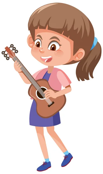 Милая Девушка Играющая Гитаре — стоковый вектор