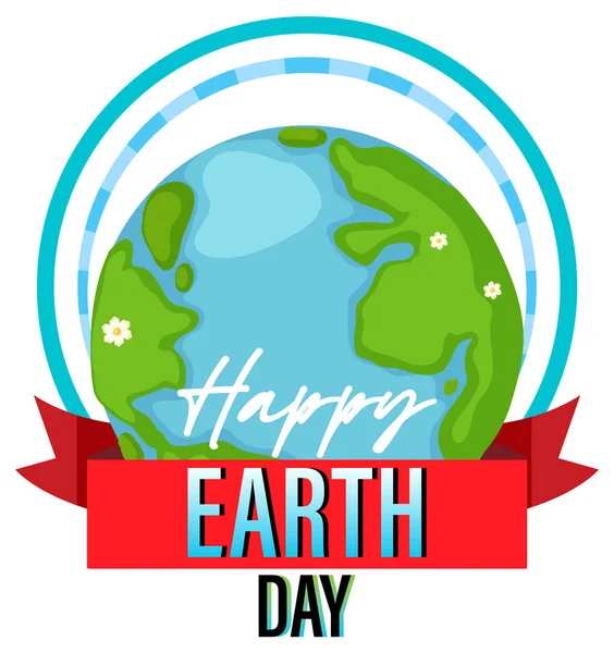 Glückliche Erde Tag Logo Design Illustration — Stockvektor