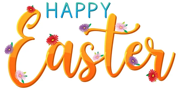 Veselý Velikonoční Design Písmem Oranžové Ilustraci — Stockový vektor