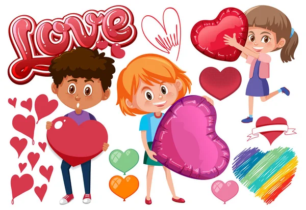 Tema San Valentín Con Muchos Corazones Ilustración — Archivo Imágenes Vectoriales