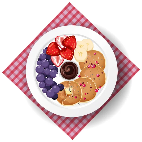 Top View Food Pancake Placemat White Background Illustration — Stock Vector