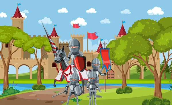 Средневековые Воины Средневековье — стоковый вектор