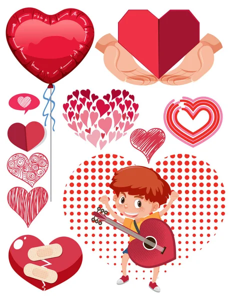 Tema San Valentín Con Muchos Corazones Ilustración — Archivo Imágenes Vectoriales
