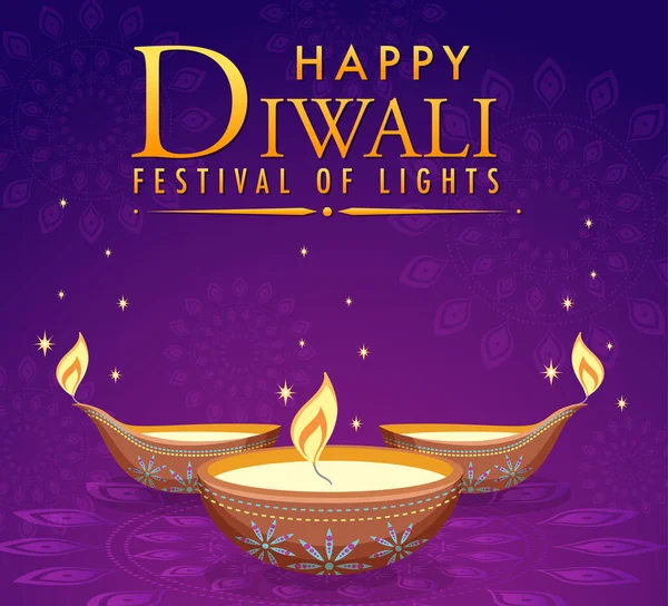 Diwali Indisches Lichterfest Illustration — Stockvektor