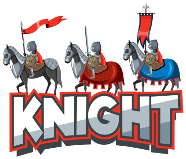 Beyaz arkaplan illüstrasyonunda medya şövalyesi logosu