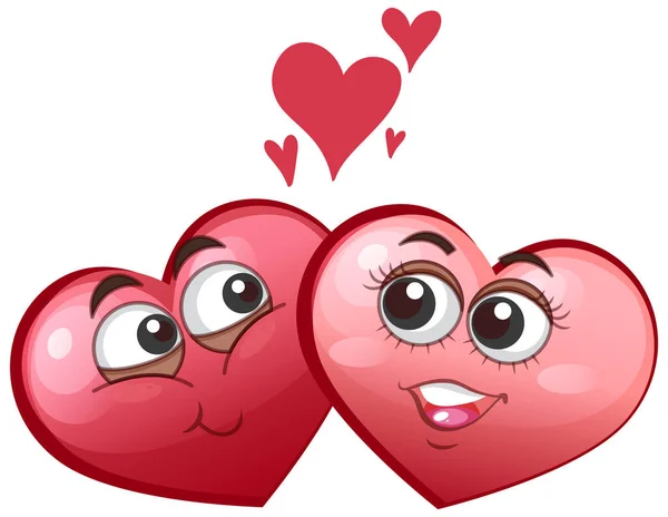 Due Emoticon Del Cuore Amore Illustrazione — Vettoriale Stock