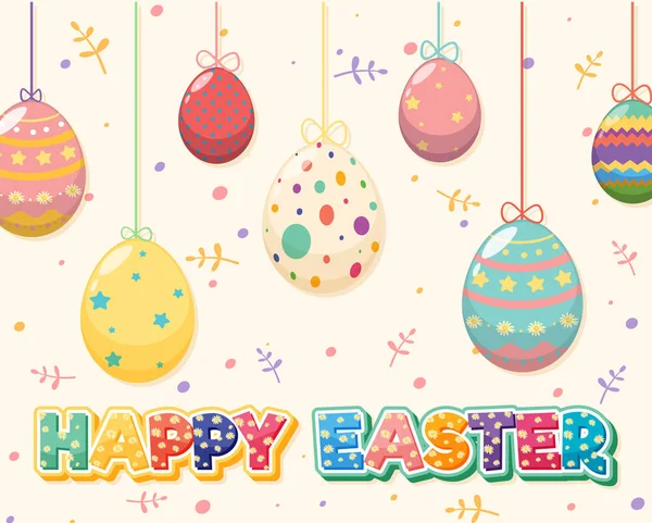 Feliz Diseño Pascua Con Huevos Decorados Ilustración — Vector de stock