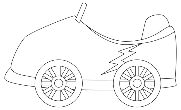 Racing Auto Zwart Wit Doodle Karakter Illustratie — Stockvector