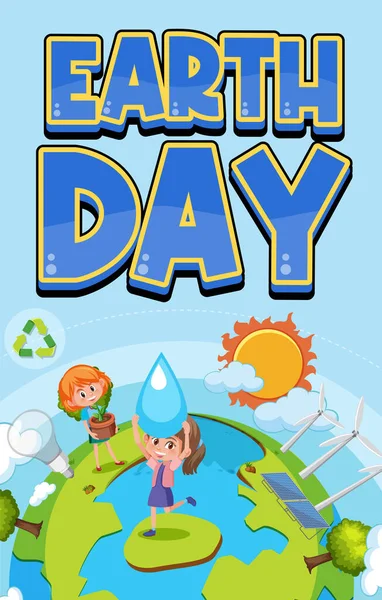 Earth Day Plakatgestaltung Cartoon Stil Illustration — Stockvektor