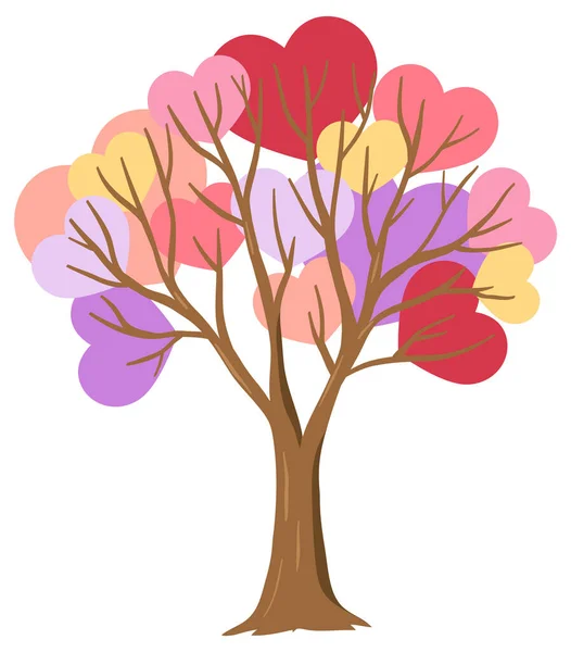 Albero Del Cuore Colori Pastello Illustrazione — Vettoriale Stock