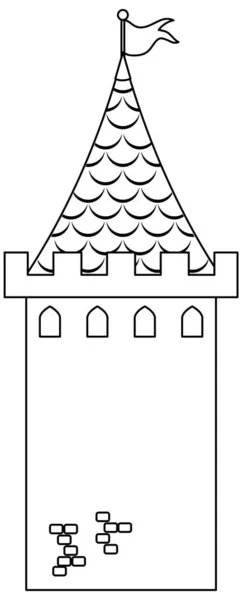 Castillos Medievales Doodle Esquema Para Colorear Ilustración — Vector de stock