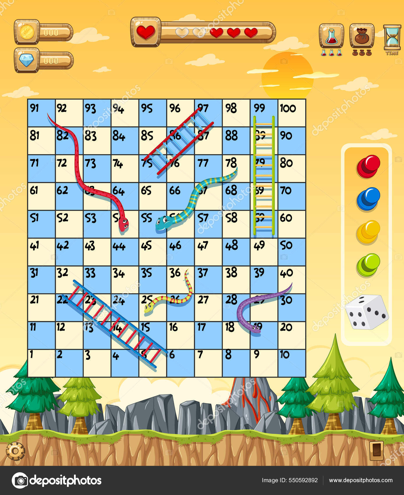 Snake Ladder Jogo Modelo Ilustração imagem vetorial de brgfx