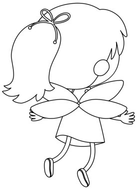 Melek siyah ve beyaz karalama karakteri çizimi