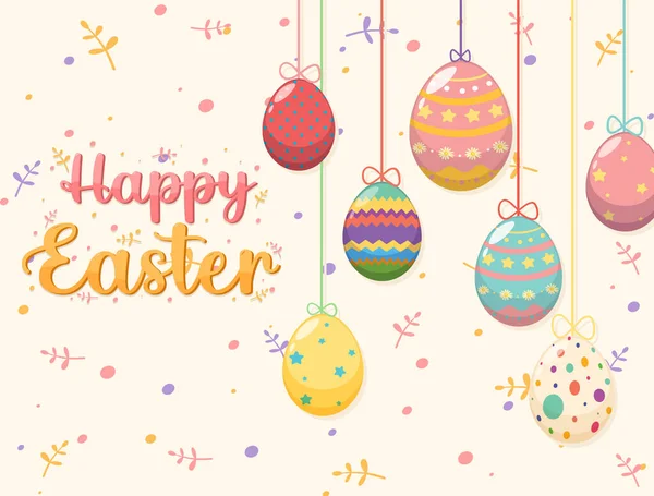 Süslü Yumurta Resimli Mutlu Paskalya Tasarımı — Stok Vektör