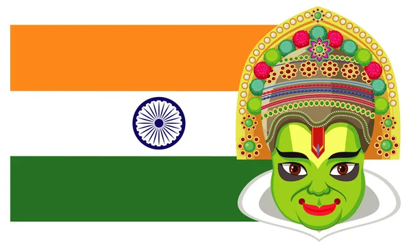 Ícone Bandeira Indiana Com Ilustração Elemento Hindu — Vetor de Stock