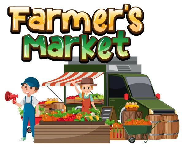 Flohmarktkonzept Mit Bauernmarkt Illustration — Stockvektor