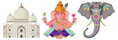 Hindu element kümesi izole edilmiş illüstrasyon