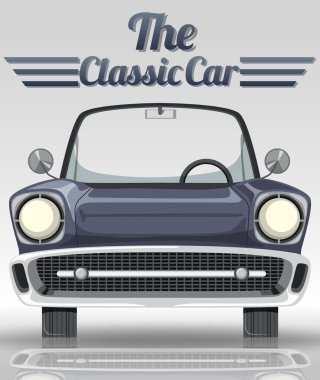 Klasik araba tipografi tasarımı, beyaz arkaplan resimli klasik araba.