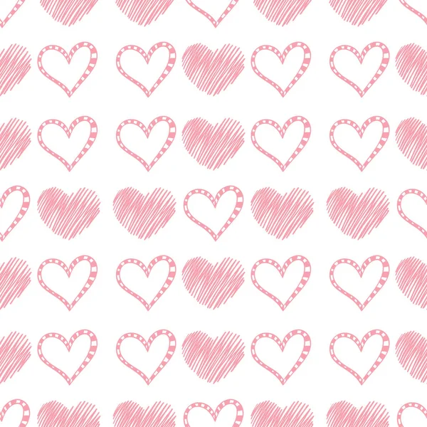 Seamless Doodle Heart Pattern Illustration — Stock Vector