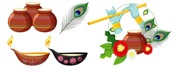 Saint Objet Décoration Pour Illustration Festival Indien — Image vectorielle