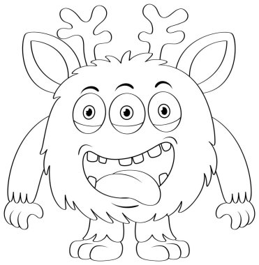 Siyah ve beyaz doodle karakter çizimi