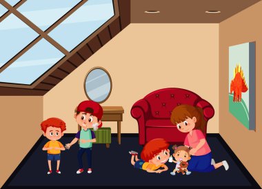 Aile üyelerinin resimleriyle Garret odası sahnesi