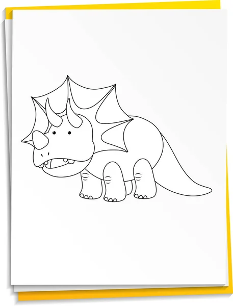 Kézzel Rajzolt Dinoszaurusz Papíron Illusztráció — Stock Vector