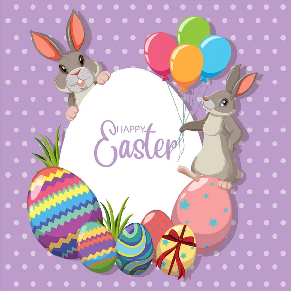 Happy Easter Ontwerp Met Konijnen Eieren Illustratie — Stockvector
