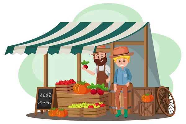 Concepto Mercado Pulgas Con Ilustración Tienda Frutas — Archivo Imágenes Vectoriales