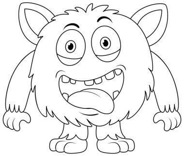 Siyah ve beyaz doodle karakter çizimi