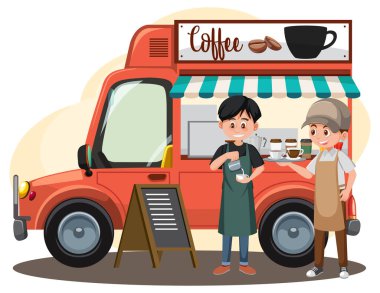 Yemek kamyonu resimli bit pazarı konsepti