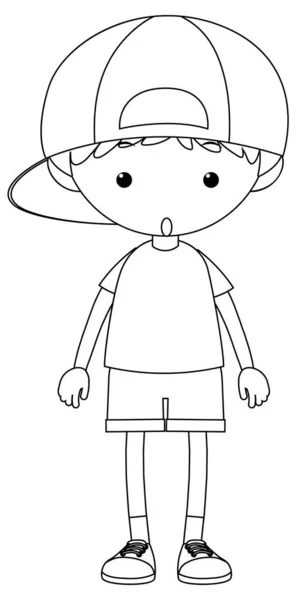 Chlapec Černobílé Čmáranice Charakter Ilustrace — Stockový vektor