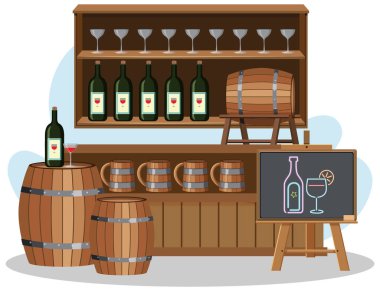 Bira tezgahı illüstrasyonlu pazar tezgahı kavramı