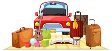 İkinci el giysi mağazası illüstrasyonlu bit pazarı konsepti