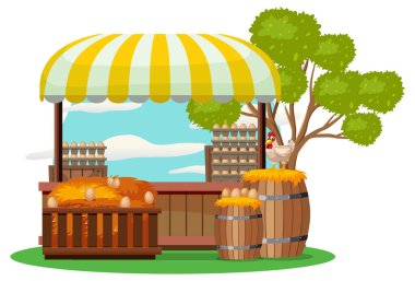 Yumurta tezgahı illüstrasyonlu pazar tezgahı kavramı