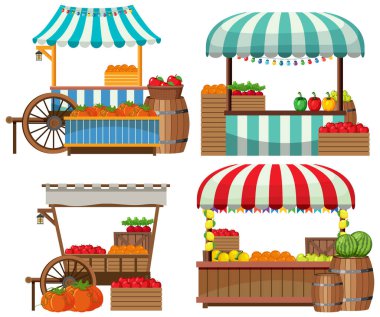 Farklı mağaza resimleriyle bit pazarı konsepti