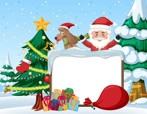 Leeres Banner Weihnachtsmotiv Mit Weihnachtsmann Illustration — Stockvektor