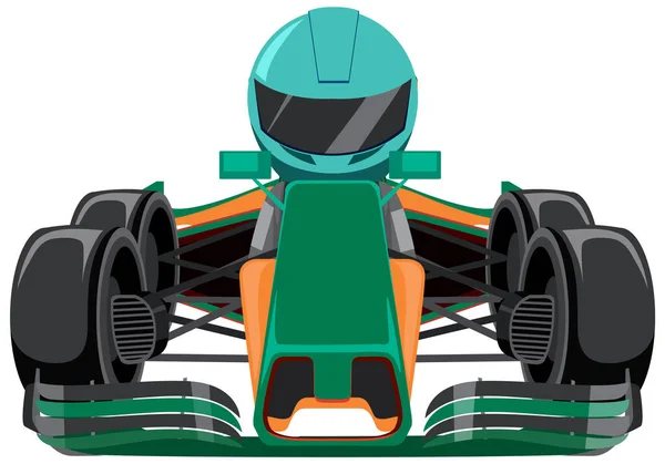 Fórmula Verde Carro Corrida Com Ilustração Piloto —  Vetores de Stock