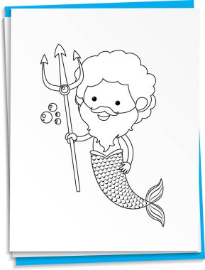 Kağıt çizimine el çizimi denizkızı