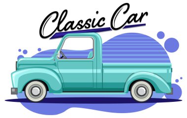 Eski kamyon çizimleri ile klasik araba konsepti