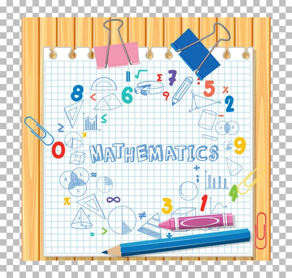 Doodle Μαθηματικός Τύπος Γραμματοσειρά Μαθηματικά Ξύλο Πίνακα Εικονογράφηση — Διανυσματικό Αρχείο