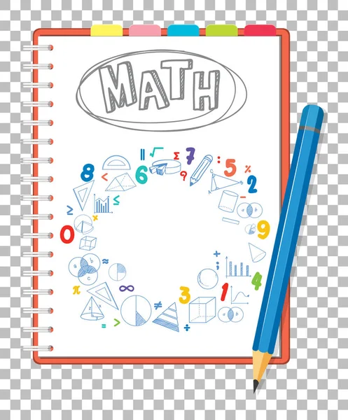 Fórmula Matemáticas Doodle Página Del Cuaderno Con Lápiz Ilustración Fondo — Vector de stock