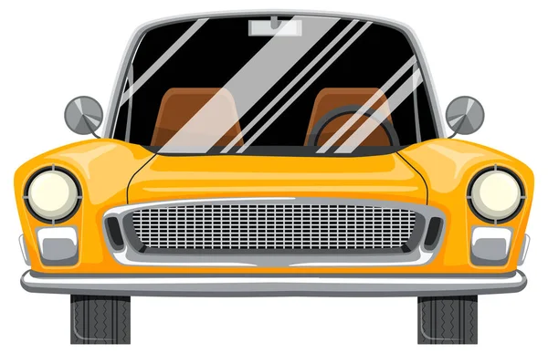 Carro Amarelo Clássico Desenho Animado Ilustração Estilo — Vetor de Stock
