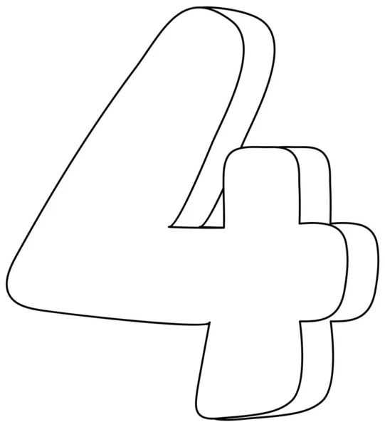 Numero Bianco Nero Doodle Personaggio Illustrazione — Vettoriale Stock