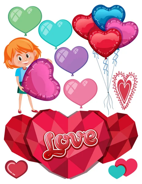 Sevgililer Günü Temalı Birçok Kalp Çizimi — Stok Vektör