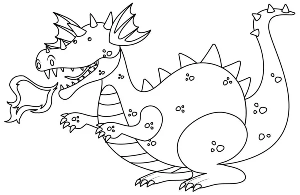 Dragon Schwarz Weiß Doodle Charakter Illustration — Stockvektor