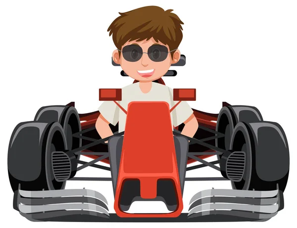 Ein Mann Fährt Formel Rennwagen Illustration — Stockvektor